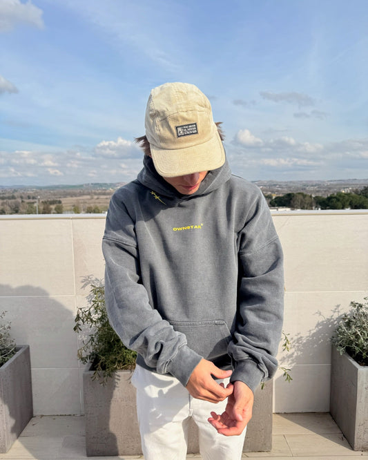 STAR HOODIE WASHED CARBON