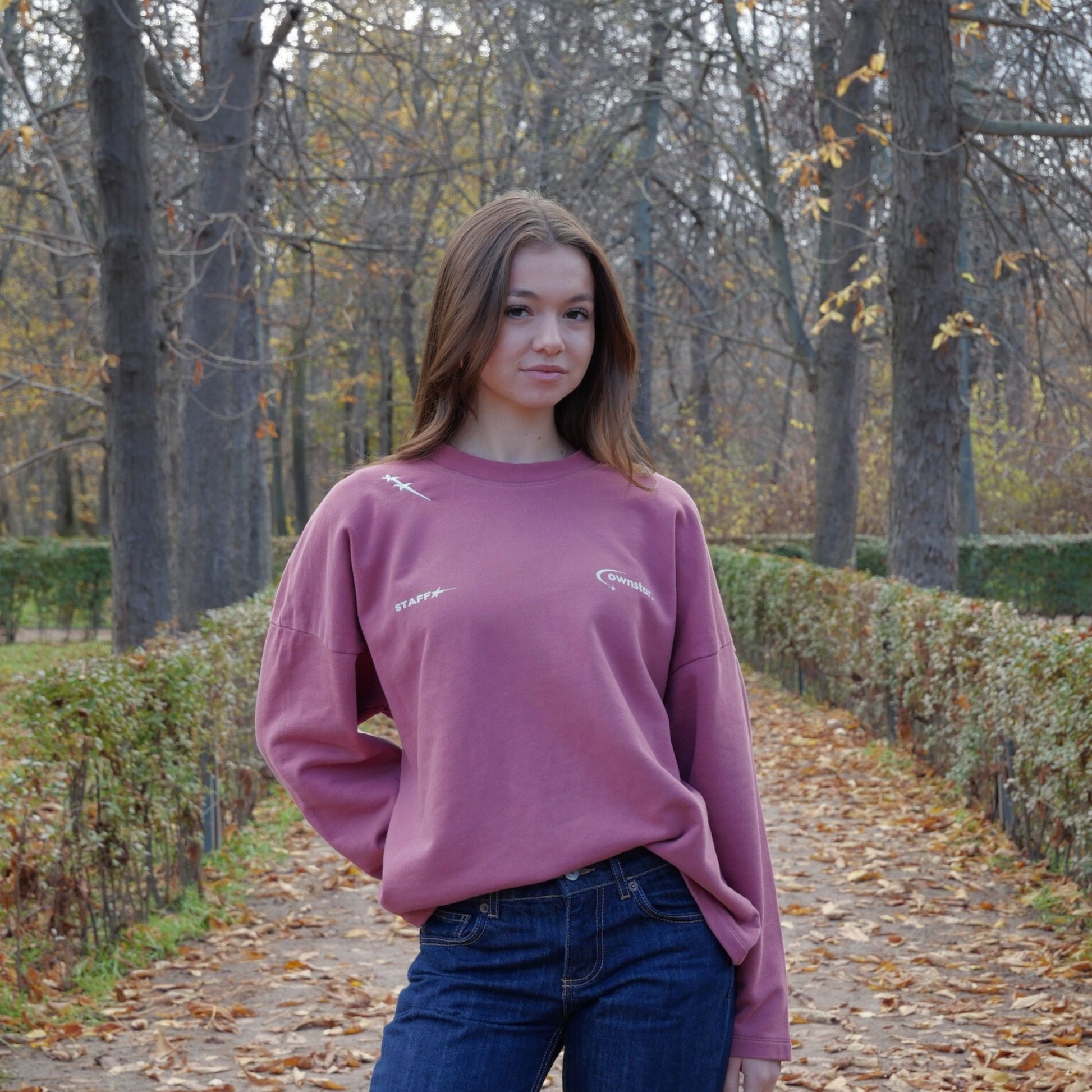 OWNSTAR crewneck with signature double-star embroidery on neckline

