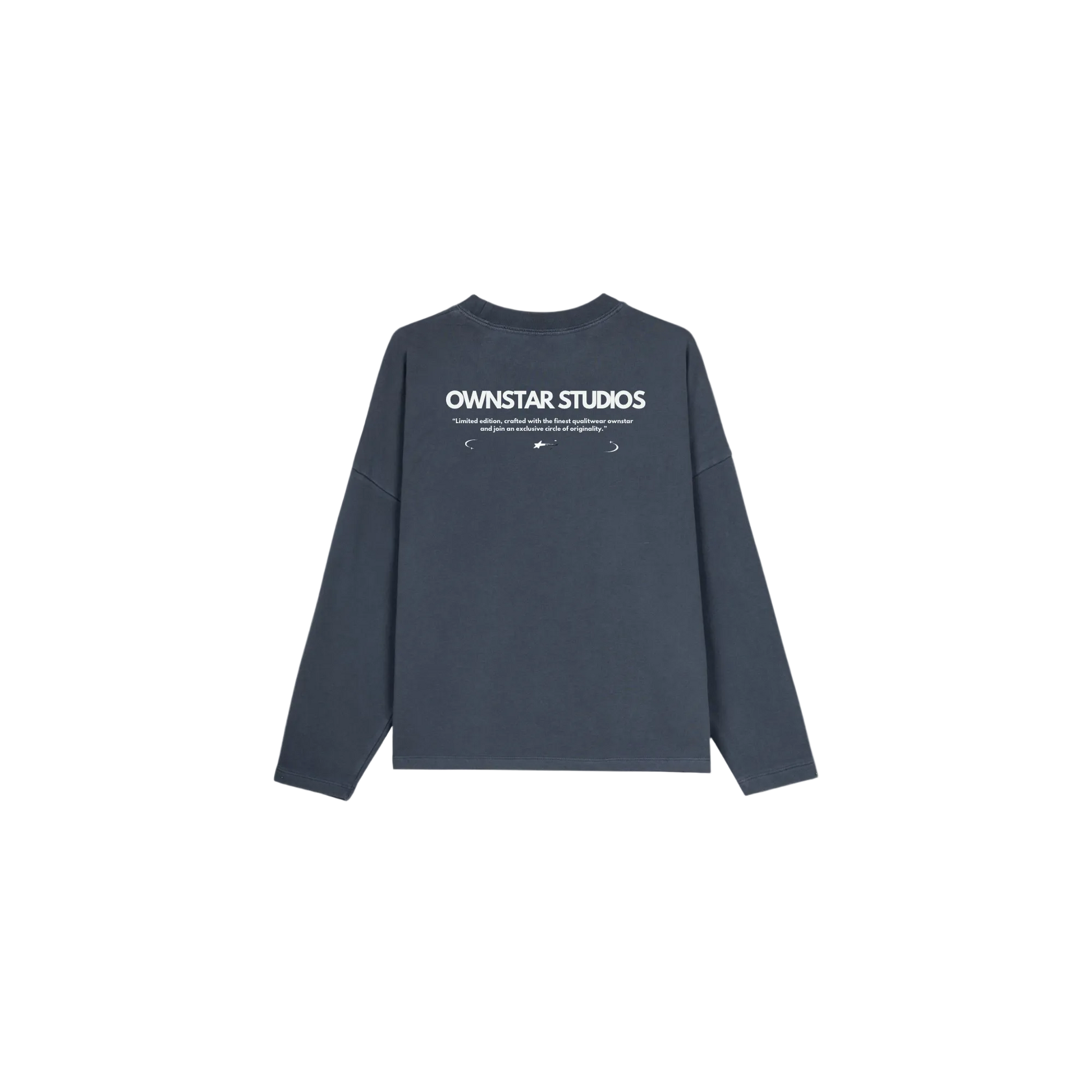 Back view of OWNSTAR STUDIOS crewneck with premium finish
