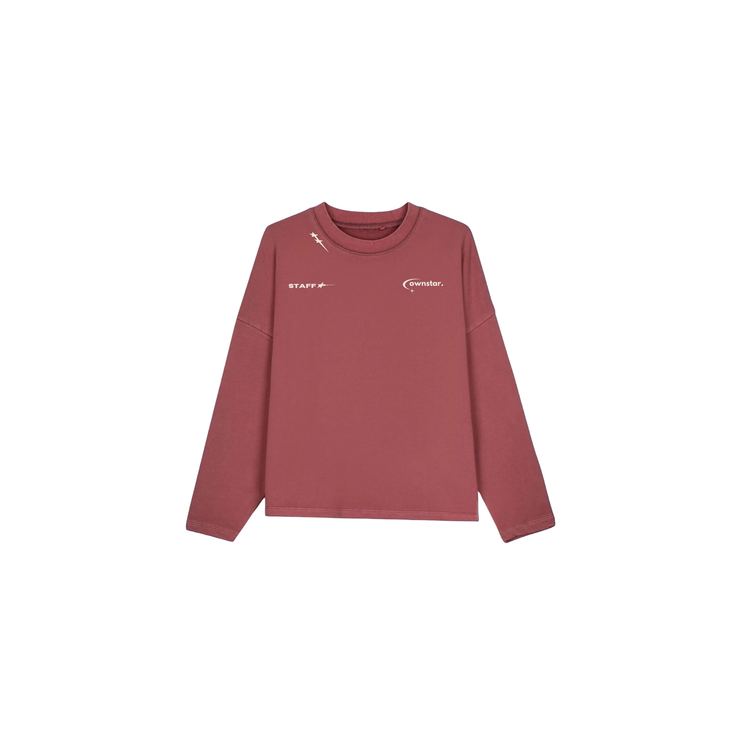 OWNSTAR STAFF MEMBER crewneck sweatshirt in burgundy heavyweight 400 GSM cotton

