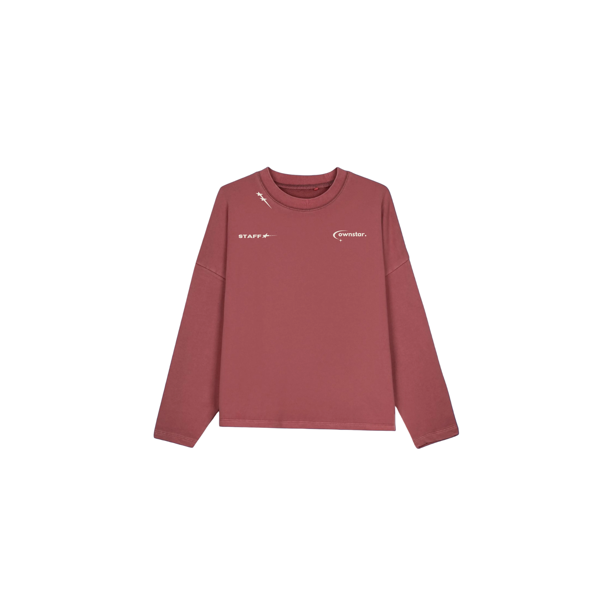 OWNSTAR STAFF MEMBER crewneck sweatshirt in burgundy heavyweight 400 GSM cotton
