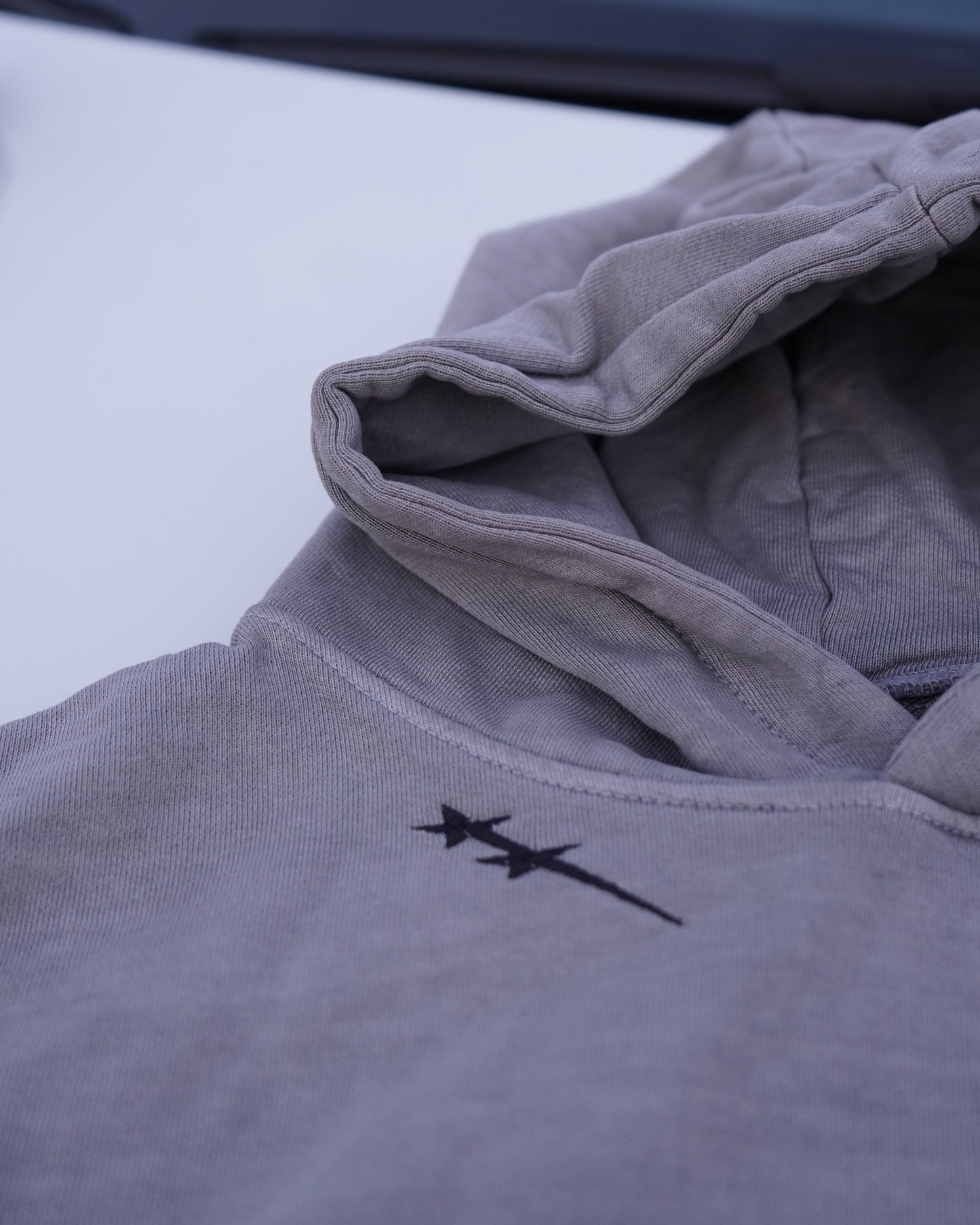 STAR HOODIE LIGHT GRAY WASHED