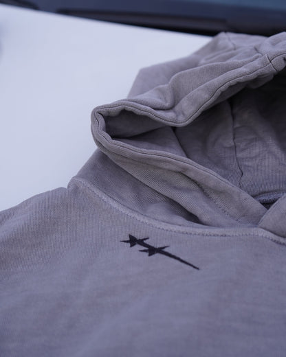 STAR HOODIE LIGHT GRAY WASHED